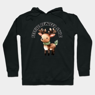 Festive Reindeer Style, Winter, Christmas Hoodie